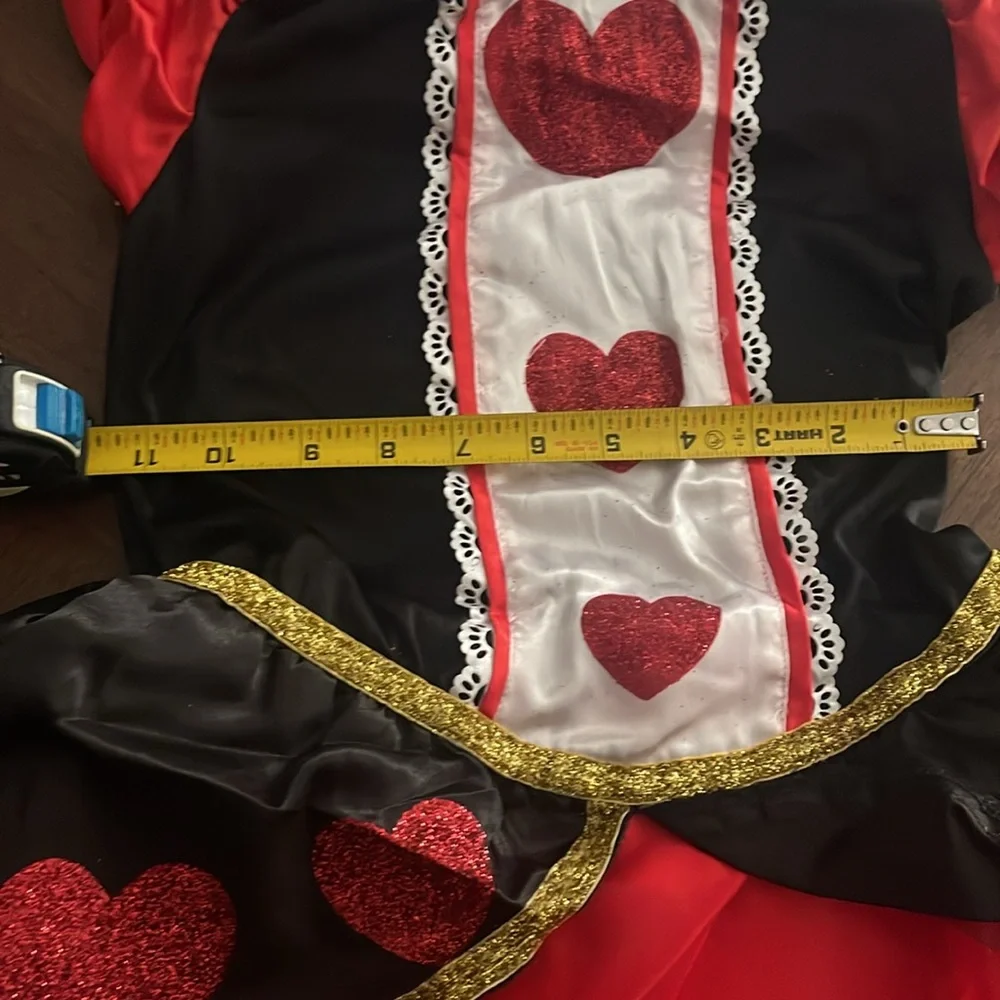 Queen of Hearts Kids Costume - Red and Black Dress with Headband (Child Large)